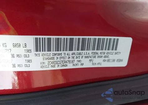 2014 Dodge Grand Caravan Sxt из США, поврежденный, VIN 2C4RDGCG7ER479107